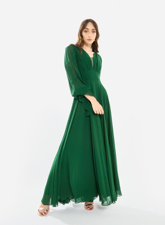 House of Moda Women Pleated Chiffon Maxi Dress - Image 1